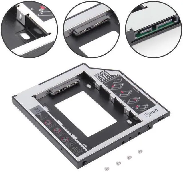 Alt view image 2 of 5 - Aluminum 2nd HDD Caddy 9.5 12.7mm SATA 3.0 Hard Disk Drive Box Optibay Enclosure 2.5 SSD For Laptop DVD-ROM