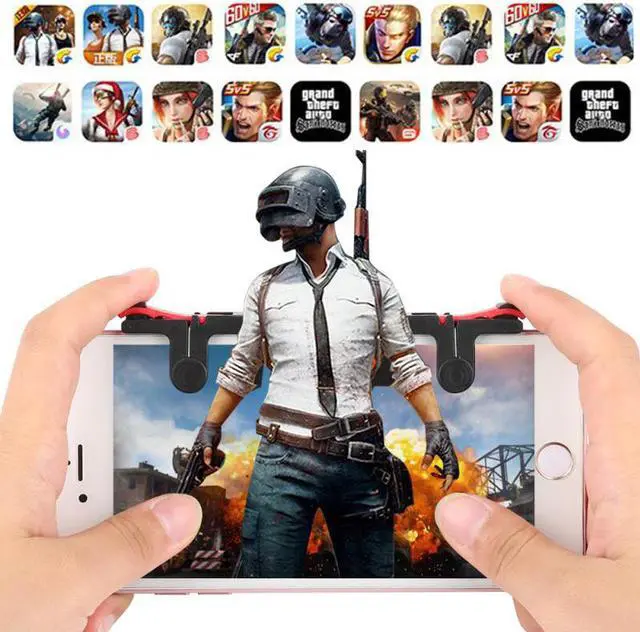 Alt view image 5 of 6 - Mobile Phone Game Pad Shooter Controller Aim Fire Shot Button Trigger Handle Gaming Key Joystick for iPhone Xiaomi PUBG