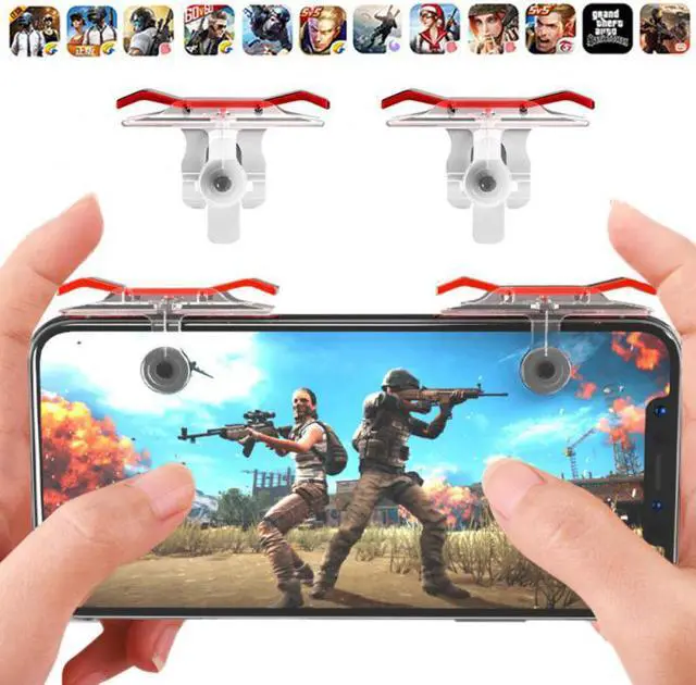Alt view image 2 of 5 - Left+Right PUBG Moible Phone Controller Gamepad  Fire L1 R1 Trigger Game Pad Grip Joystick For IPhone Android Accessories