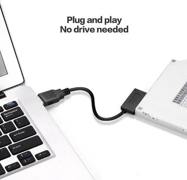 Alt view image 4 of 5 - USB 3.0 to Slimline Sata 7 + 6 13Pin Adapter Converter Cable for Laptop CD / DVD ROM Drive Data Cord Adapter