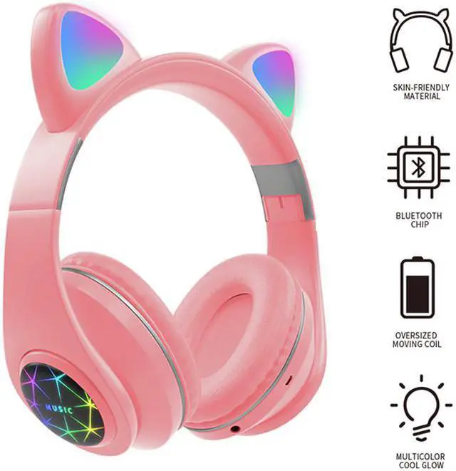 Alt view image 3 of 6 - M2 Cat Ear Headset With LED Flash Light Bluetooth 5.0 Young People Kids Girls Headset Bluetooth Headphones Bluetooth Headset