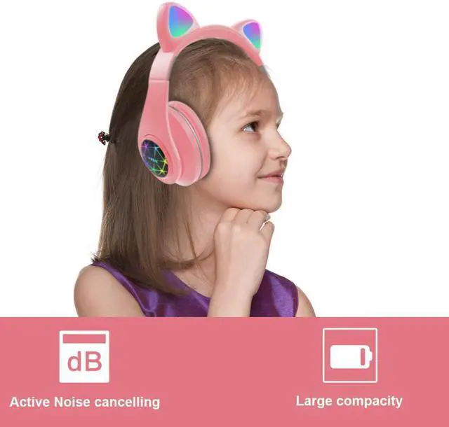 Alt view image 5 of 6 - M2 Cat Ear Headset With LED Flash Light Bluetooth 5.0 Young People Kids Girls Headset Bluetooth Headphones Bluetooth Headset