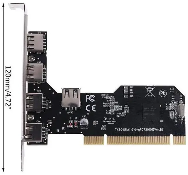 Alt view image 4 of 6 - High Speed 480Mbps PCI  to 5 Ports USB 2.0  Expansion Card Usb  Hub Controller  NEC720101 Chipset