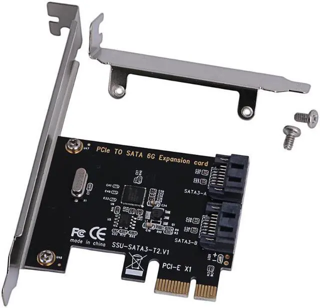 Alt view image 2 of 7 - PCIe PCI Express to SATA3.0 2-Port SATA III 6G Controller Expansion Card Adapter For chia mining