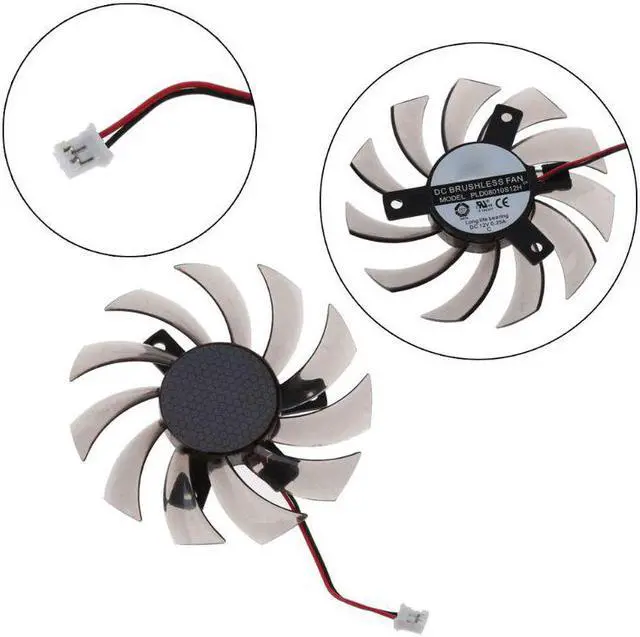 Alt view image 5 of 6 - 75MM PLD08010S12H 2Pin Cooler Fan Graphics Card Cooling Fan For Gigabyte 6850 7970 GTX 460 GTX560Ti R270X R7 260x