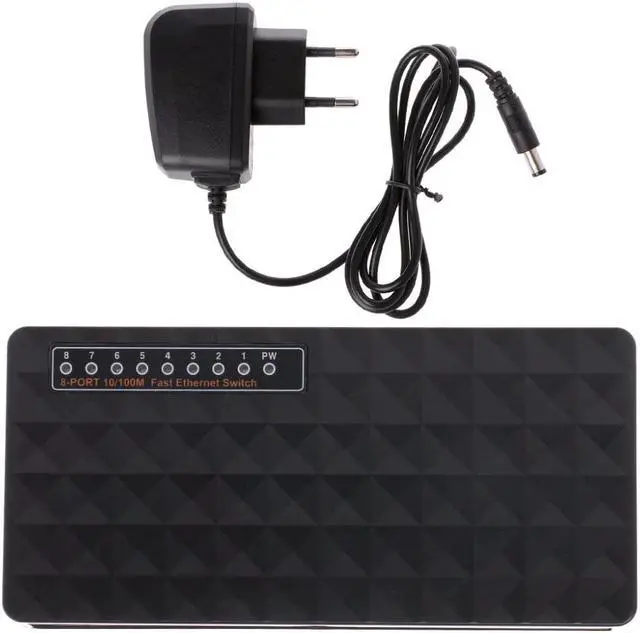 Alt view image 3 of 5 - Plug 8-RJ45 Port 10/100Mbps Ethernet Network Switch HUB Desktop Mini Fast LAN Switcher Adapter