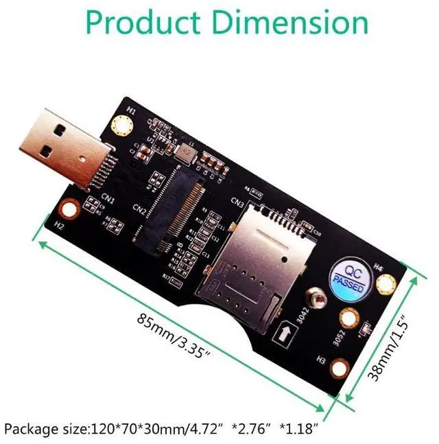 Alt view image 6 of 6 - M.2 Key B to USB 3.0 Adapter Riser Card for Desktop PC with SIM Card Slot Connector Board for /LTE 2/3/4G 5G Module