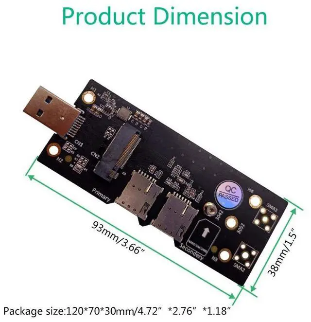 Alt view image 6 of 6 - M.2 Key B to USB 3.0 Adapter Riser Card for Desktop PC with Dual SIM Card Slot Connector for /LTE 2/3/4G 5G Module