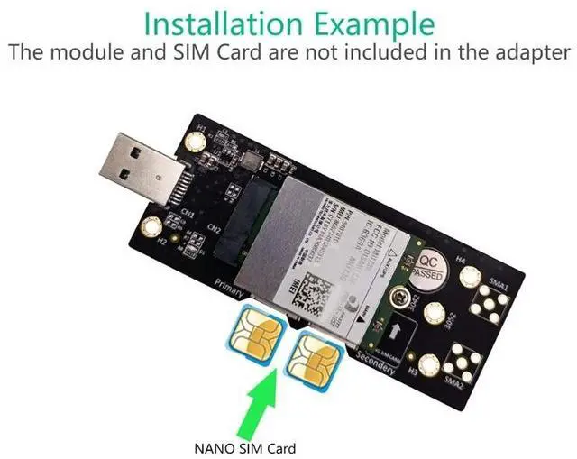 Alt view image 5 of 6 - M.2 Key B to USB 3.0 Adapter Riser Card for Desktop PC with Dual SIM Card Slot Connector for /LTE 2/3/4G 5G Module