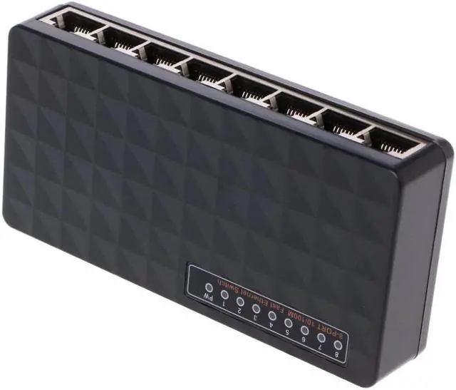 Alt view image 5 of 5 - Plug 8-RJ45 Port 10/100Mbps Ethernet Network Switch HUB Desktop Mini Fast LAN Switcher Adapter