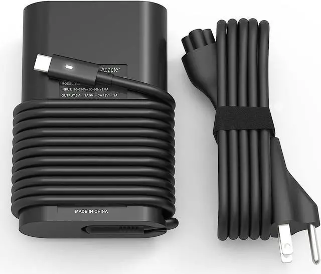 Main image of 65w 45w USB-C Type C Laptop Charger Replacement for Dell Latitude 7275 7370 5420 5285 5290 5520 XPS 13 9250 9360 9365 9370 9380 9350 9550 Chromebook 3100 3400 5190 la65nm170 02YK0F Adapter Power Cord