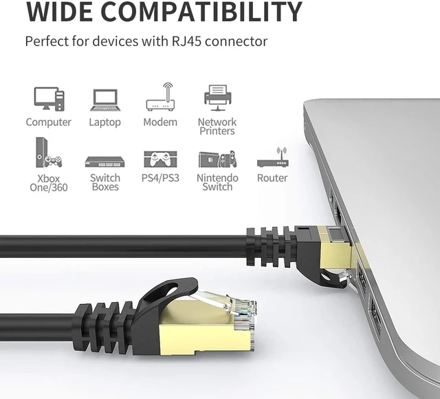 Alt view image 5 of 8 - Cat8 Ethernet Cable,Outdoor&Indoor, 30 FT Heavy Duty High Speed 26AWG Cat8 LAN Network Cable 40Gbps, 2000Mhz with Gold Plated RJ45 Connector for Router/Gaming/Modem,Weatherproof fasrer than cat7 cat6