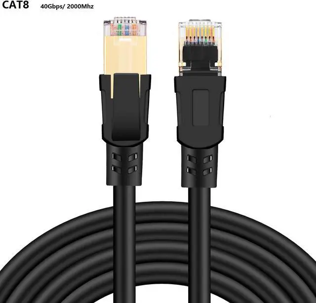 Alt view image 7 of 8 - Cat8 Ethernet Cable,Outdoor&Indoor, 50 FT Heavy Duty High Speed 26AWG Cat8 LAN Network Cable 40Gbps, 2000Mhz with Gold Plated RJ45 Connector for router/gaming/Modem,Weatherproof fasrer than cat7 cat6