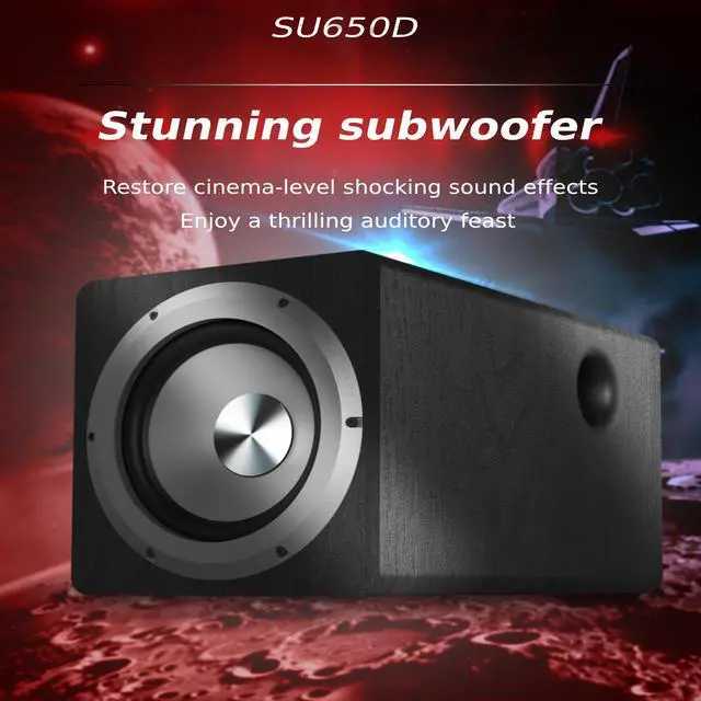 Alt view image 2 of 7 - 6.5 Inch 100W High Power Active Subwoofer Plug and Play Turbocharged Speaker Fit for Home Theater Black US Plug 100240V