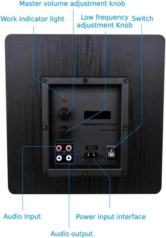 Alt view image 7 of 7 - 6.5 Inch 100W High Power Active Subwoofer Plug and Play Turbocharged Speaker Fit for Home Theater Black US Plug 100240V