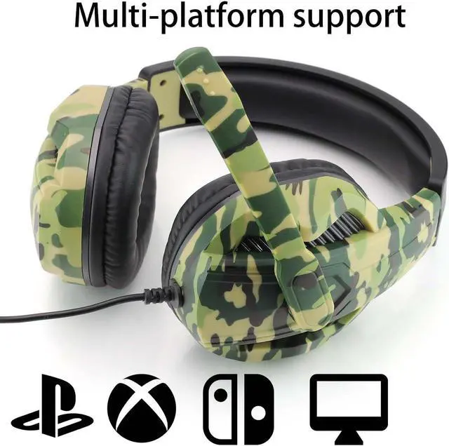 Alt view image 4 of 7 - XinCi PS4 3.5mm Camouflage Gaming Headset Professional Gamer Stereo Head-Mounted Headphone Computer Earphones for PS5 PS4 Xbox Switch