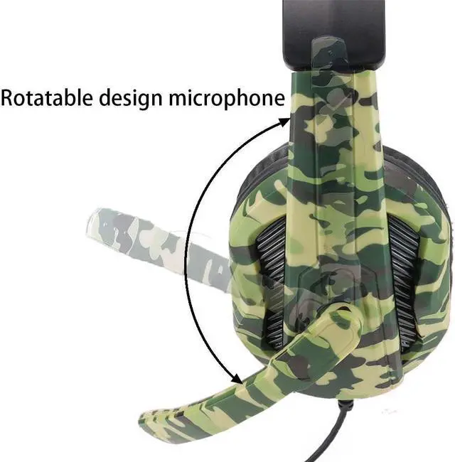 Alt view image 6 of 7 - XinCi PS4 3.5mm Camouflage Gaming Headset Professional Gamer Stereo Head-Mounted Headphone Computer Earphones for PS5 PS4 Xbox Switch