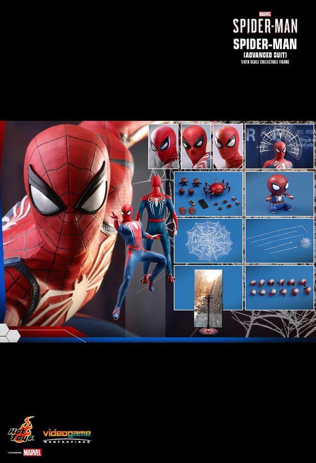 Alt view image 3 of 13 - hot toys spiderman advanced suit 1/6 sixth scale figure marvel video game masterpiece series action figure