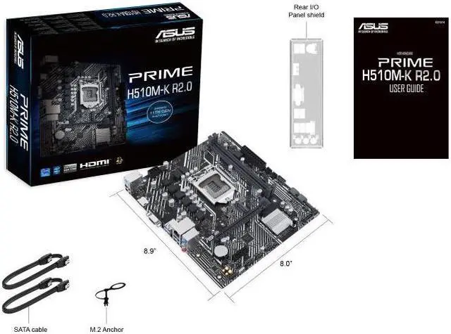 Alt view image 6 of 7 - ASUS PRIME H510M-K R2.0 Intel H510 LGA 1200 Micro ATX Motherboard