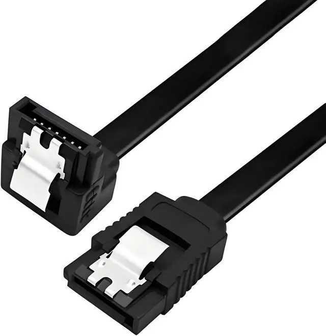 Main image of MUIKEUHD SATA Cable III 5 Pack 6Gbps 7pin Female to 90 Degree Right-Angle Data Cable with Locking Latch Compatible for SATA SSD, HDD, CD Driver, CD Writer, 20 Inch Black