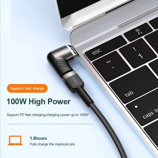 Alt view image 4 of 7 - KUULAA 100W/5A USB Type C Magnetic Adapter LED Light Type-C Male To USB C Female Connector For P40 Mate 40 Pro 8Pro 8T-White