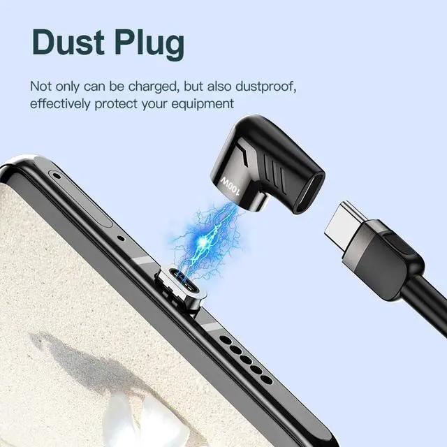 Alt view image 5 of 7 - KUULAA 100W/5A USB Type C Magnetic Adapter LED Light Type-C Male To USB C Female Connector For P40 Mate 40 Pro 8Pro 8T-White