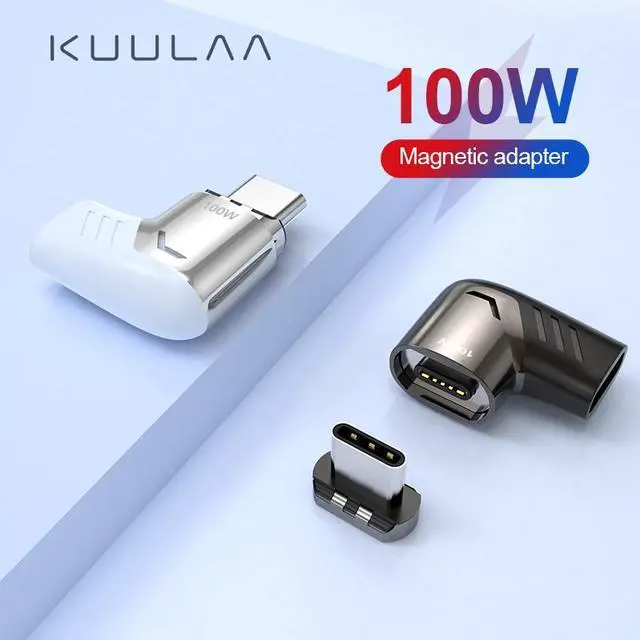 Alt view image 2 of 7 - KUULAA 100W/5A USB Type C Magnetic Adapter LED Light Type-C Male To USB C Female Connector For P40 Mate 40 Pro 8Pro 8T-White