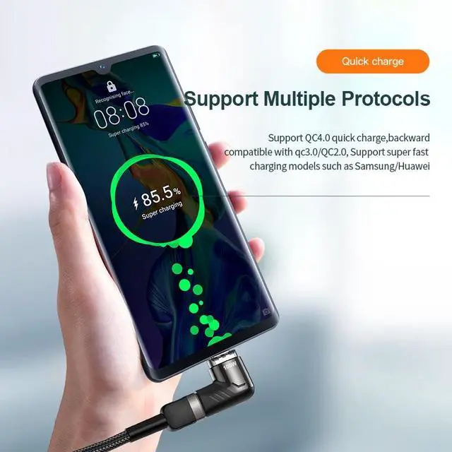 Alt view image 6 of 7 - KUULAA 100W/5A USB Type C Magnetic Adapter LED Light Type-C Male To USB C Female Connector For P40 Mate 40 Pro 8Pro 8T-White