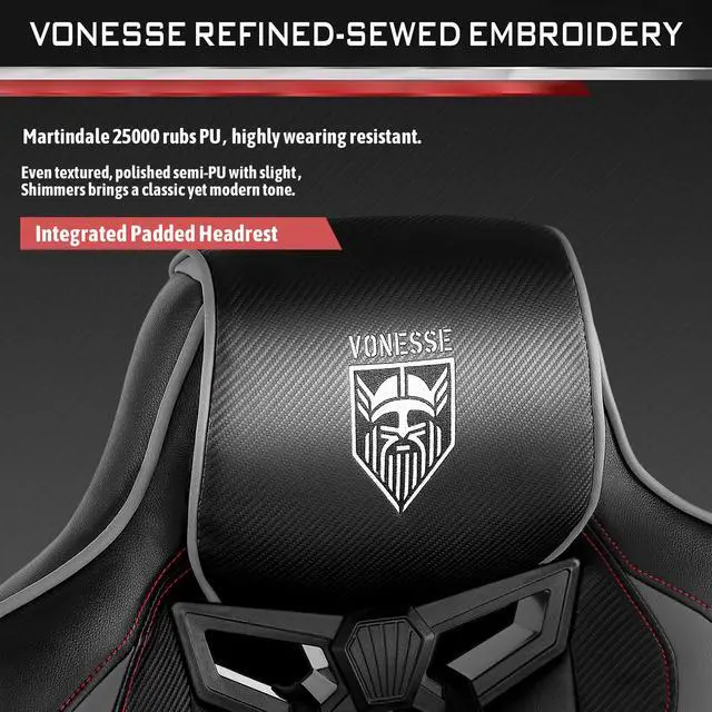 Alt view image 4 of 7 - Vonesse Gaming Chair with Footrest, Reclining Computer Gaming Chair with Massage, Gamer Chair Big and Tall, Game Chair for Adults, Ergonomic Gaming Desk Chair, Racing Chair with Lumbar Pillow(Gray)