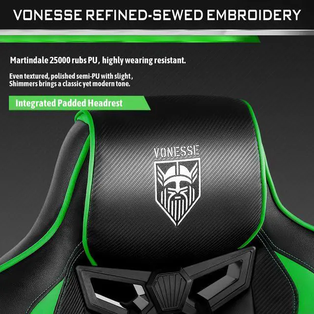 Alt view image 4 of 7 - Gaming Chair with Footrest, High Back Gamer Chair with Massage, Reclining Computer Chair, Big and Tall Gaming Desk Chair, Ergonomic Game Chair for Adults, Computer Gaming Chair for Teens (Green)