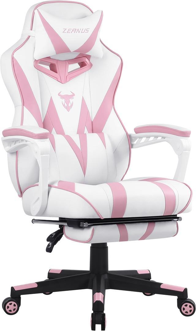 AA Gaming Pink White Gaming Chair Neck and Lumbar Support Pillow Cushion  Set