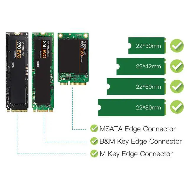 Alt view image 7 of 7 - 3 in 1 NGFF and MSATA SSD Adapter Card,M.2 NVME to PCIE/M.2 SATA SSD to SATA III/MSATA to SATA Adapter for 2280/2260 - OEM