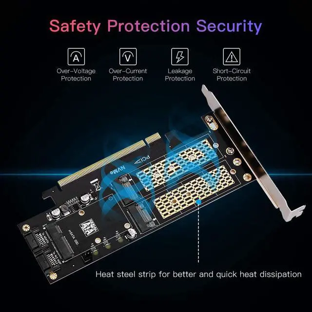 Alt view image 5 of 7 - 3 in 1 NGFF and MSATA SSD Adapter Card,M.2 NVME to PCIE/M.2 SATA SSD to SATA III/MSATA to SATA Adapter for 2280/2260 - OEM