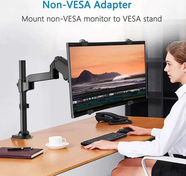 Alt view image 4 of 7 - HUANUO Universal VESA Mount Adapter Kit, Non-VESA Adapter for 17 to 27 Inch Monitor Screens to 75x75 VESA Mount