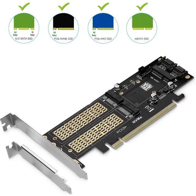 Alt view image 6 of 7 - 3 in 1 NGFF and MSATA SSD Adapter Card,M.2 NVME to PCIE/M.2 SATA SSD to SATA III/MSATA to SATA Adapter for 2280/2260 - OEM