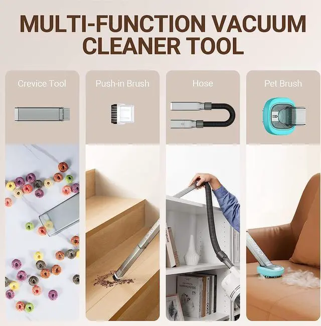 Alt view image 7 of 7 - Ofuzzi H9 Pet Pro 5-in-1 Cordless Handheld Vacuum, 13000Pa Strong Suction, Portable Handheld Vacuum, Lightweight with LED Light, Rechargeable Hand Held Vacuum for Home, Office, Pet and Car
