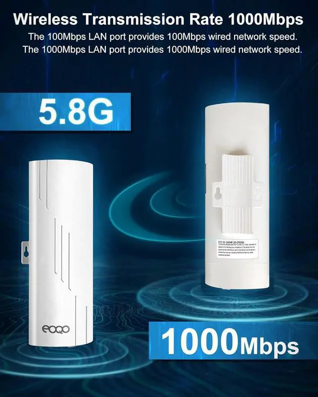 Alt view image 6 of 7 - Point to Point Wireless Bridge Outdoor, 5.8G 1000Mbps Long Range Gigabit Network WiFi Bridges AP CPE Kit with 16dBi High-Gain Antenna for Starlink Satellite Internet Extension 2-Pack