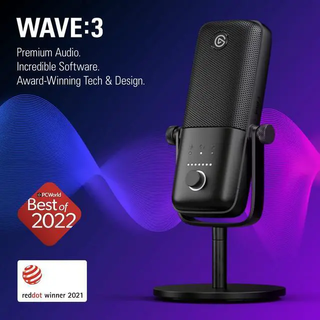 Alt view image 2 of 8 - Elgato Wave:3 - Premium Studio Quality USB Condenser Microphone for Streaming, Podcast, Gaming and Home Office, Free Mixer Software, Sound Effect Plugins, Anti-Distortion, Plug n Play, for Mac, PC