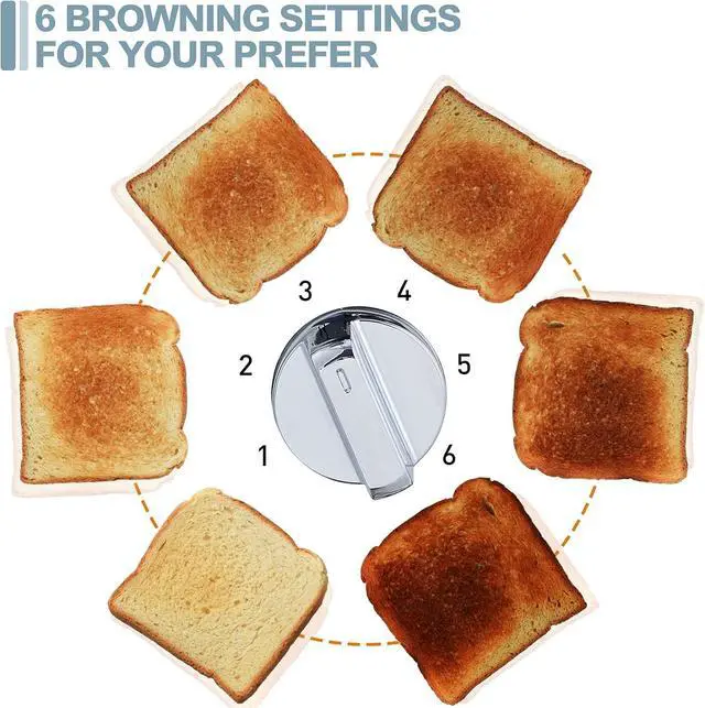 Alt view image 6 of 7 - CUSIMAX 4 Slice Toaster, Stainless Steel, Ultra-Clear LED Display & Extra Wide Slots, with Dual Control Panels of 6 Shade Settings, Cancel/Bagel/Defrost Function, Removable Crumb Trays, Black