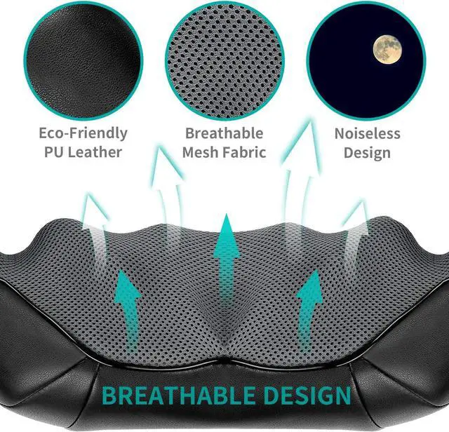 Alt view image 5 of 7 - Shiatsu Neck and Back Massager with Soothing Heat, Electric Deep Tissue 3D Kneading Massage Pillow for Shoulder, Leg, Body Muscle Pain Relief, Home, Office, and Car Use