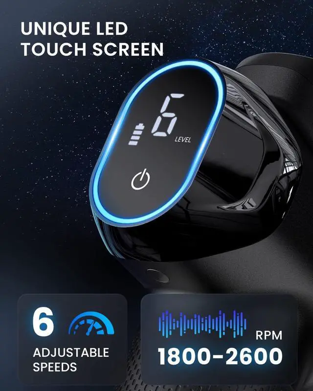 Alt view image 2 of 5 - Power Massage Gun Deep Tissue, Percussion Muscle Massage Gun for Athletes, Powerful Portable Electric Handheld Deep Tissue Massager Gun, LED Touch Display, Case Gifts - FSA and HSA Eligible