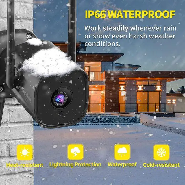 Alt view image 5 of 7 - Septekon Security Camera Outdoor 2 Pack, 2.4G Wired WiFi Cameras for Home Security, 2K Surveillance Cameras with Motion Detection and Siren, 2-Way Audio, Night Vision, IP66 Waterproof, Black