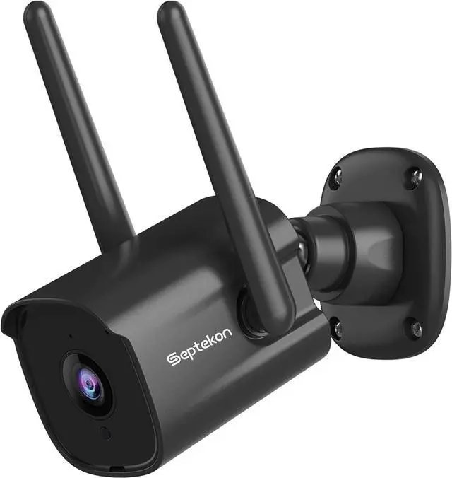 Alt view image 7 of 7 - Septekon Security Camera Outdoor 2 Pack, 2.4G Wired WiFi Cameras for Home Security, 2K Surveillance Cameras with Motion Detection and Siren, 2-Way Audio, Night Vision, IP66 Waterproof, Black