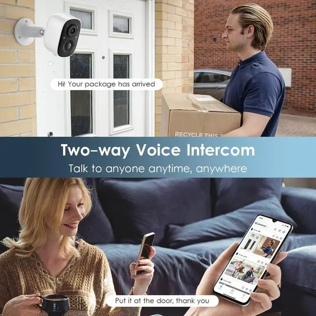 Alt view image 5 of 7 - Security Camera Wireless Outdoor, 2-Way Talk Battery Powered Wi-Fi Cameras for Outside and Indoor 1080P Night Vision AI Motion Detection Spotlight Siren Alarm IP65 Weatherproof