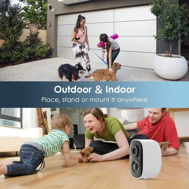 Alt view image 7 of 7 - Security Camera Wireless Outdoor, 2-Way Talk Battery Powered Wi-Fi Cameras for Outside and Indoor 1080P Night Vision AI Motion Detection Spotlight Siren Alarm IP65 Weatherproof