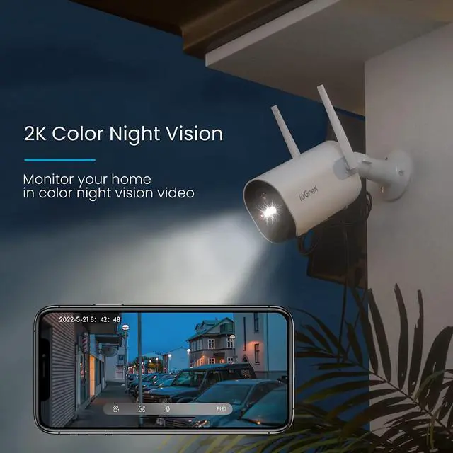 Alt view image 4 of 7 - 2K Solar Camera Security Outdoor with Spotlight & Siren, AI Detection Wireless Cameras for Home Security, 3MP Color Night Vision/2-Way Talk/Compatible with Alexa