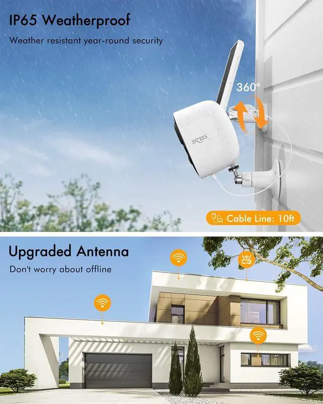 Alt view image 4 of 7 - Dzees Solar Powered Security Cameras Wireless Outdoor WiFi, 2K Color Night Vision Outdoor Camera, Wireless Home Security Cameras System with Solar Panel, Spotlight/Alarm, AI Detection, 2-Way Talk