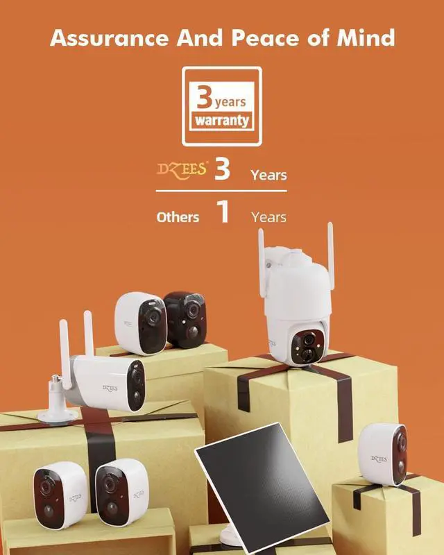 Alt view image 7 of 7 - Dzees 360° PTZ WiFi Security Cameras Wireless Outdoor, 2K Battery Powered Home Security Camera Indoor, Spotlight & Siren, Color Night Vision, 2-Way Talk, AI Motion Detection, IP66, SD/Cloud Stroage