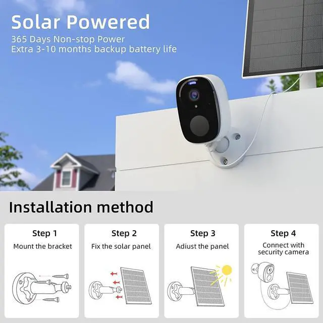 Alt view image 7 of 7 - Rraycom 3pc Solar Security Cameras Wireless Outdoor, 2K Battery Powered Security Cameras, WiFi Security Cameras for Home Outside, Color Night Vision, AI Motion Detection, 2-Way Audio, IP65, SD/Cloud