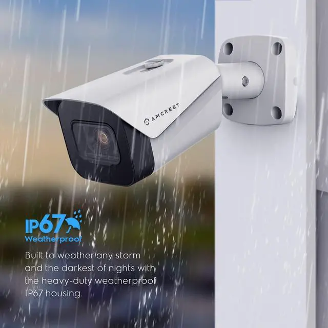 Alt view image 4 of 7 - Amcrest UltraHD 4K (8MP) Outdoor Bullet POE IP Camera, 3840x2160, 98ft NightVision, 2.8mm Lens, IP67 Weatherproof, MicroSD Recording, White (IP8M-2496EW-V2)
